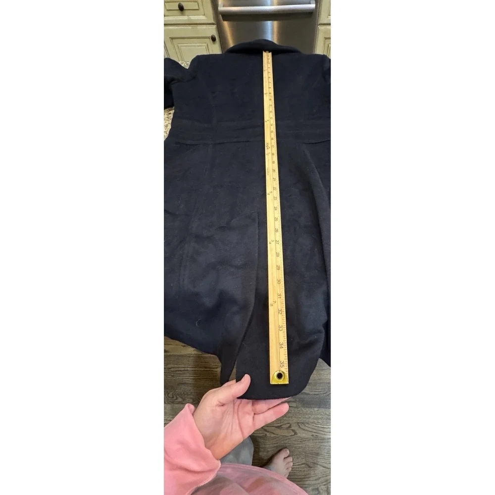 Anne Klein Black Wool CASHMERE Blend Coat Women's Size 4 Classic Tailored Long